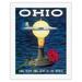 Ohio USA - Gave Flight and Light to the World - Birthplace of Thomas Edison Wright Brothers - Vintage Travel Poster by Robert Geissmann c.1960s - Fine Art Rolled Canvas Print 20in x 26in