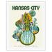 Kansas City - The City of Fountains - Vintage Travel Poster by David Klein c.1960s - Fine Art Rolled Canvas Print 20in x 26in