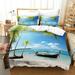 Beach Duvet Cover Twin Size 3 Pieces Soft Lightweight Microfiber Duvet Cover Set Beach Ocean Bedding Comforter Cover Set with Zipper Ties 1 Duvet Cover and 2 Pillowcases No Comforter