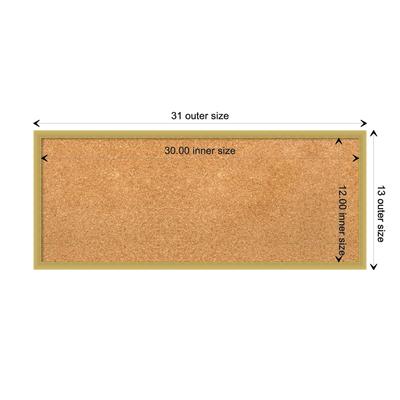 Svelte Metallic Wood Framed Natural Corkboard Bulletin Board