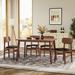 5 Pieces Rustic Retro Solid RubberWood Dining Table Set,1 Dining Table and 4 Chairs