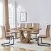 Modern 7-Piece Dining Set with Rectangular Marble Tabletop Dining Table and PU Leather Upholstered Chairs for Dining Room