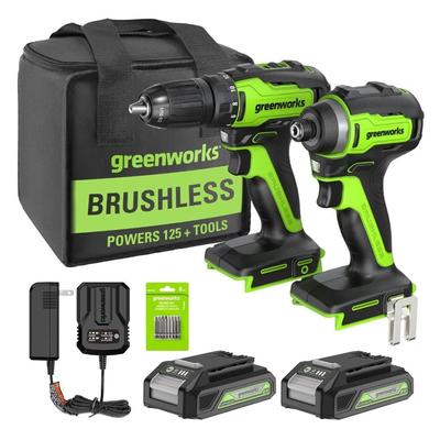 Greenworks 24V Brushless Cordless Drill Impact Driver Combo kit