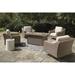 Signature Design by Ashley Beachcroft Brown/Beige Beachcroft Fire Pit Table with 4 Nuvella Swivel Lounge Chairs