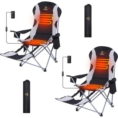 Nice C Heated Camping Chair, Heated Chairs Outdoor, Folding Chair, Detachable Foot-Rest