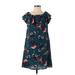 Charming Charlie Casual Dress: Teal Floral Motif Dresses - Women's Size Small
