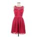 LC Lauren Conrad Casual Dress - A-Line Scoop Neck Sleeveless: Burgundy Solid Dresses - Women's Size 6