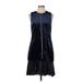 3.1 Phillip Lim Cocktail Dress - DropWaist Crew Neck Sleeveless: Blue Print Dresses - Women's Size 10