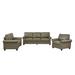 Faux Leather Sofa Set Nailheads Sectional Sofa Set with Removable Storage Boxes and Removable Cushions for Livingroom, Grey