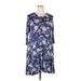 rue21 Casual Dress - Mini High Neck 3/4 sleeves: Blue Floral Dresses - Women's Size 2X