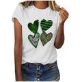 QIPOPIQ Women s Short Sleeve Crew Neck Shirts St. Patrick s Day T Shirts Ladies Shamrock T Shirt Green Shirt St Patricks Day Shirts Leopard Heart Loose Holiday Shirts Graphic Tees Deals