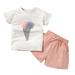 T-shirt Toddler Outfits Clothes Tee Set Sleeve 2PCS Ruffle Baby Short Trim Girls Patched Kids Shorts + Mesh Girls Outfits&Set