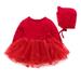 DxhmoneyHX Newborn Baby Girl 2PC Outfits Sets Lace Bowknot Tutu Gown + Hat Cute Embroidery Mesh Long Sleeve Princess Dress Set