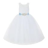 Ekidsbridal White V-Back Lace Tutu Flower Girl Dresses for Wedding Ceremony Mini Bridal Gown 212R3 6