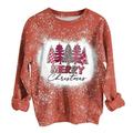 AOOCHASLIY Fall Clothes Women s Casual Round Neck Christmas Long Sleeved Printed Top T-shirt Long Sleeved Round Neck Top/shirt