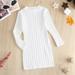 eczipvz Baby Girl Clothes Kids Toddler Baby Girls Spring Winter Solid High Collar Long Sleeve Knit Dress Girls Dress with (White 4-5 Years)