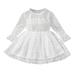 mveomtd Children Kids Toddler Baby Girls Long Sleeve Solid Polka Dot Tulle Dress Princess Dress Outfits Clothes Toddler Cold Shoulder Dress Children Place Dresses for Girls