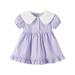 Toddler Girls Summer Bubble Sleeve Rabbit Ears Collar Dress Pure Purple 2t Girls Dresses Winter School Outfits for Girls Casual Dress Girls Size 8 Girl Ruffle Dress Christmas Dresses for Baby Girls