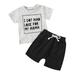 HIBRO Boys Full Outfits Kids Toddler Baby Boys Spring Summer Print Letter Cotton Short Sleeve Tops Tshirt Shorts Outfits Set Clothes