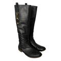 Coach Shoes | Coach Size 6.5 B Leather Knee High Martta Boot Black Gold Hardwear | Color: Black/Gold | Size: 6.5
