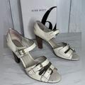 Nine West Shoes | Nine West Cream Buckle Leather Heels - Size 8 | Color: Cream/Red | Size: 8