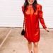 Nine West Dresses | Nine West | Satin Puff Sleeve Dress | Color: Red | Size: S