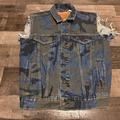 Levi's Jackets & Coats | Levis Camo Vest Cut Mens Small M Phalarope Trucker Jean Big-E Denim Blue Green | Color: Blue/Green | Size: S