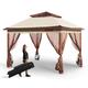 VEVOR Pavillon 334x334x281cm Gartenzelt PU-beschichtetes 250D-Oxford-Gewebe Faltpavillon inkl. Aufbewahrungstasche Partyzelt 8-10 Personen Pop up Zelt Faltzelt Gartenpavillon ideal für Campingausflug