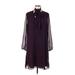 Anne Klein Casual Dress - Shift Tie Neck 3/4 sleeves: Purple Print Dresses - Women's Size 12