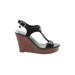 Jessica Simpson Wedges: Slingback Platform Casual Black Solid Shoes - Women's Size 7 - Peep Toe