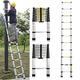 3.2 m Extendable Telescopic Ladder, Robust Stainless Steel Loft Ladder, Soft-Close System, Single Ladder, Multi-Purpose Ladder with 9 Rungs, 330 lb/150 kg Load Capacity EN131