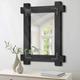 Black Bathroom Wall Mirror Rectangular Hanging Decorative Wood Mirror Large Rustic Wall Mounted Mirrors for Farmhouse Home Bathroom Bedroom Hallway 28" x 20"