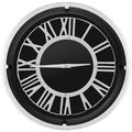 COSTWAY S/L Silent Wall Clock, Non-Ticking Wall Clock with Large Roman Number and Glass Cover, Decorative Modern Round Clock for Study, Bedroom, Office, Living Room & Classroom (Silver + Black, 45cm)