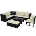 Tidyard 26 Piece Garden Lounge Set with Cushions Corner Sofa Set Outdoor Dining Rattan Sofa Sets Garden Furniture Poly Rattan Black