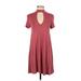 Soprano Casual Dress - A-Line: Burgundy Solid Dresses - Women's Size X-Small