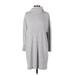 Gap Casual Dress - Sweater Dress Turtleneck 3/4 sleeves: Gray Print Dresses - Women's Size X-Small