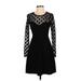 Lulus Cocktail Dress - A-Line Crew Neck Long sleeves: Black Dresses - Women's Size X-Small