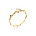 Lieson Engagement Rings for Women, 18ct Gold Rings Women Rings Promise Twisted Flower Solitaire Round White Topaz Wedding Ring Yellow Gold Ring Size W 1/2