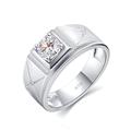Lieson Wedding Men Ring, 14K Gold Rings for Men Matte Cross 4 Prong 0.5ct Round Created Diamond Promise Ring White Gold Ring Size Z
