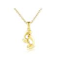 Gualiy Yellow Gold Pendant Necklace, 18K Gold Necklace for Women Double Footprint Necklace 45CM