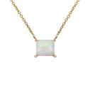 Gualiy Womens Yellow Gold Necklaces, Real 14K Gold Necklace with Square Opal Necklaces 45CM