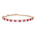 Epinki 18K Rose Gold Bracelet for Women, 2.5CT Lab Created Ruby with 2.26CT Lab Created Sapphire Bracelet 5.7-7.6 Inch