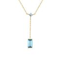 Gualiy Yellow Gold Anniversary Necklace, 14K Gold Necklace for Women with Round and Rectangle Topaz Necklace 45CM