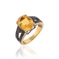 SILCASA Natural Healing Birthstone Citrine Gemstone 925 Silver Black Rhodium Plated Gold Plated Ring for Women Wedding Ring 63 (20.1)