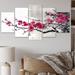 Design Art Asian Art Sumi Blossom II - Asian Metal Wall Art Living Room Set Metal in Gray/Pink/Red | 32 H x 60 W x 1 D in | Wayfair MT65456-373