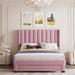 Mercer41 Katinna Storage Platform Bed Upholstered/Velvet, Leather in Pink | 45.4 H x 64.6 W x 84.3 D in | Wayfair 36E30C040E0F46D7B721CEC3A1029929