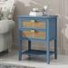 Bay Isle Home™ Master Classical Nightstand w/ 2 Rattan Drawers, Bedside Table w/ Storage, End Table Wood in Blue | 28 H x 22 W x 15.7 D in | Wayfair