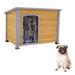 Tucker Murphy Pet™ Eilany Yellow Wood Dog House Wood House in Brown/Gray | 32.28 H x 44.48 W x 31.88 D in | Wayfair
