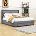 Latitude Run® Queen 2 Drawers Platform Bed Upholstered/Metal & Upholstered/Metal/Linen in Gray | 43 H x 64 W x 82 D in | Wayfair