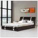 Wrought Studio™ Faux Leather Platform Bed w/ A Hydraulic Storage System Upholstered/Metal/Faux leather in Brown | Wayfair